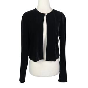 Vintage 90s Black Velvet Long Sleeve Shrug Evening Jacket 8